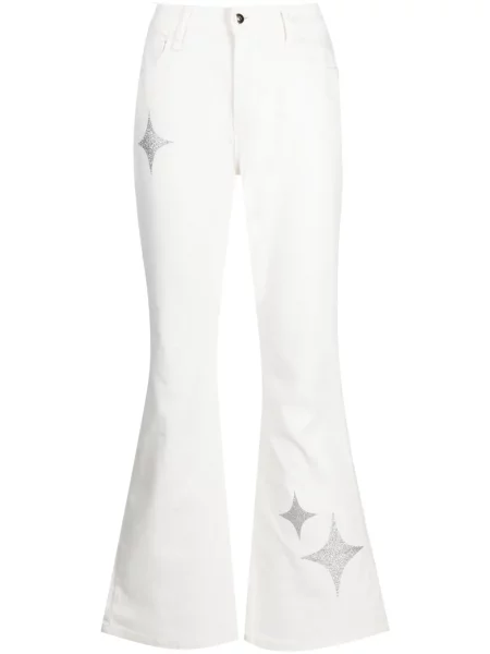 Jeansy dzwony Madison.maison z nadrukiem dzwony białe