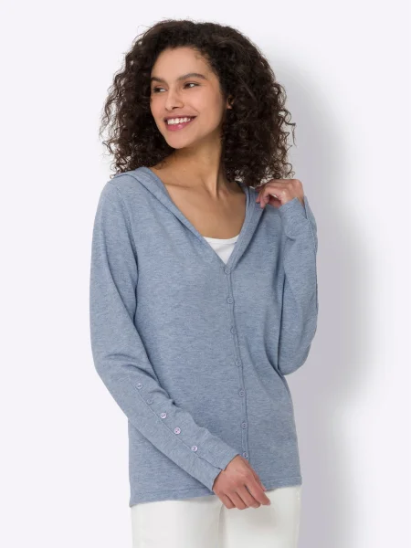 Heine Geacă tricotată amestec albastru