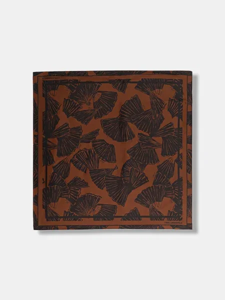 Svilena marama Karl Lagerfeld K/SIGNATURE za žene s uzorkom smeđa