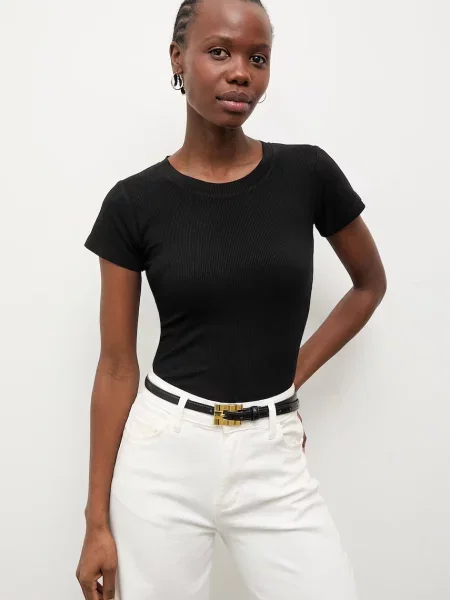 Answear.LAB kratka majica z bombažem črna