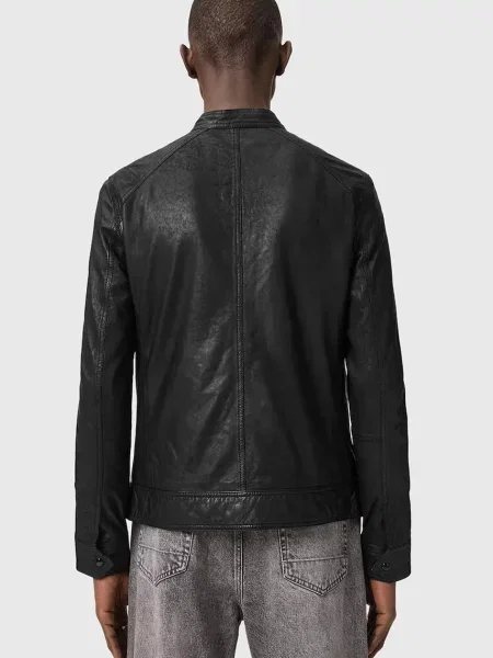 AllSaints jachetă pentru bărbați din piele COLT negru