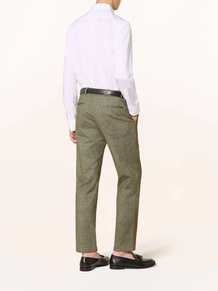 Paul Oblekové Kalhoty Slim Fit Z Žerzeje olivová
