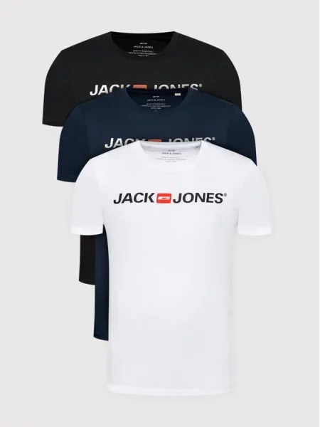 JACK & JONES Marškinėliai tamsiai mėlyna / raudona / juoda balta
