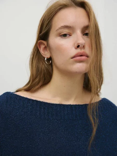 Sweter z lureksu z Teen L MANGO TEEN granatowy