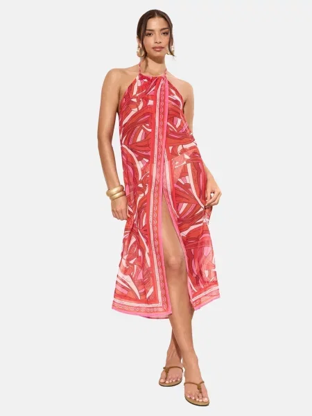 Lipsy Rochie de plaja Halter Beach' roz