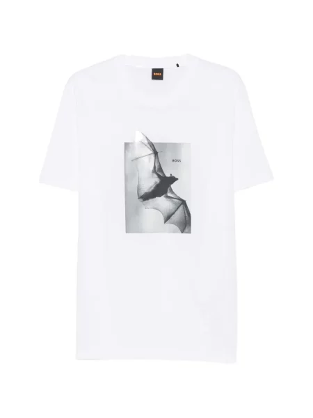 Tricou Boss cu imagine alb