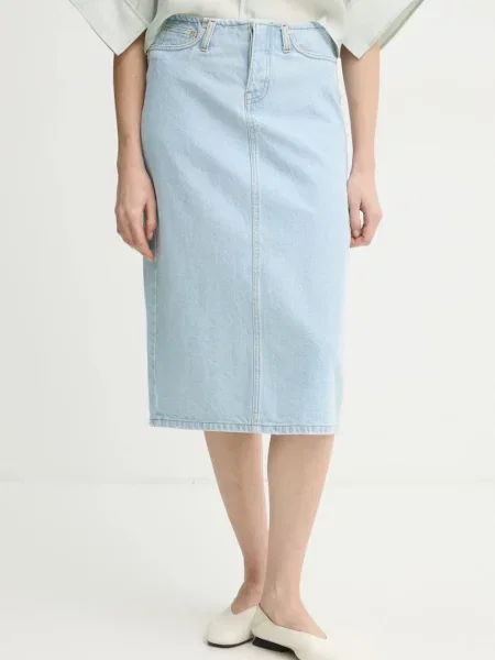 Fusta jeans Donatello midi drept albastru