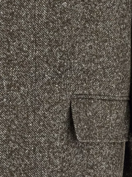 Palton Corneliani cu model herringbone maro