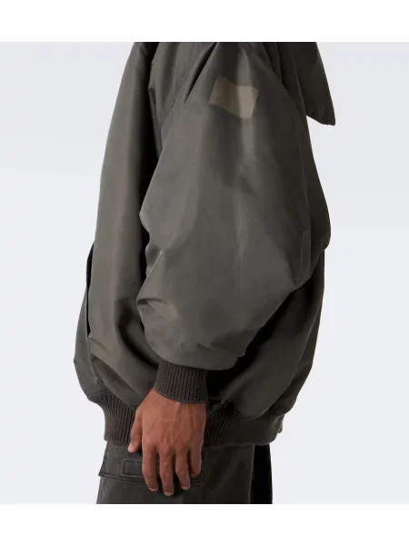 Geacă Rick Owens din satin cu glugă gri