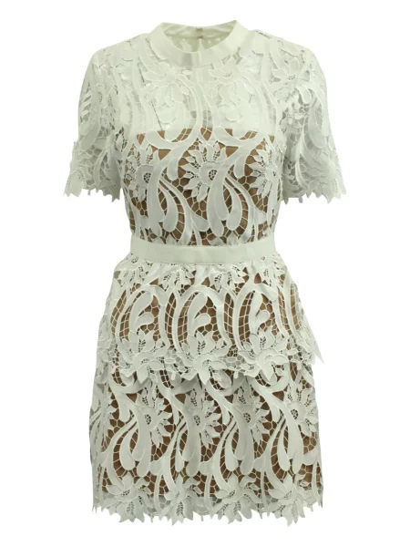 Odgovarati mini haljina Self-portrait s čipkom bijela
