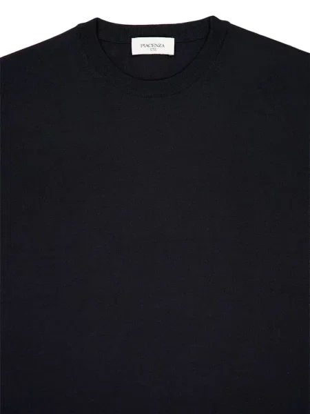 Pulover Piacenza Cashmere de lână cu decolteu rotund negru