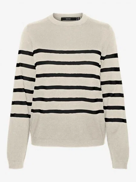 VERO MODA Sveter VMSABA béžová čierna