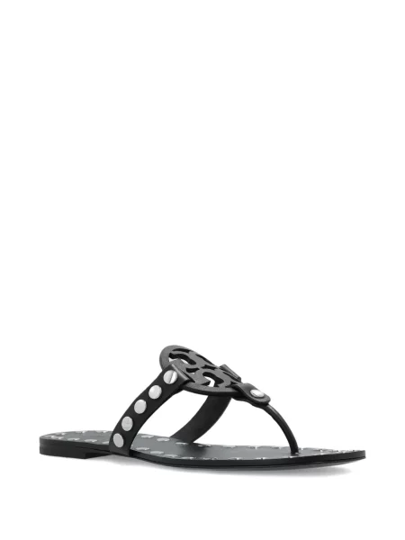 Sandale Tory Burch din piele fără toc cu tepi negru