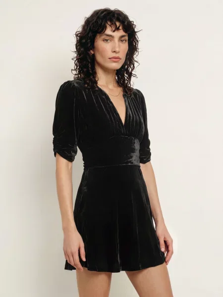 Allsaints Sametové Šaty Ena černá
