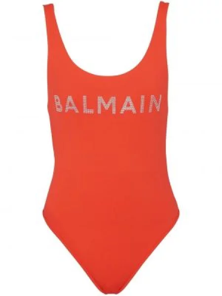 Costum de baie Balmain fără mâneci cu imagine roșu