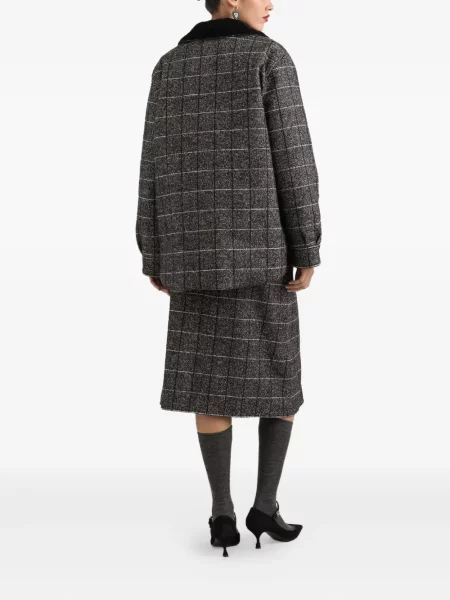 Geacă Dolce & Gabbana de catifea cord în carouri negru
