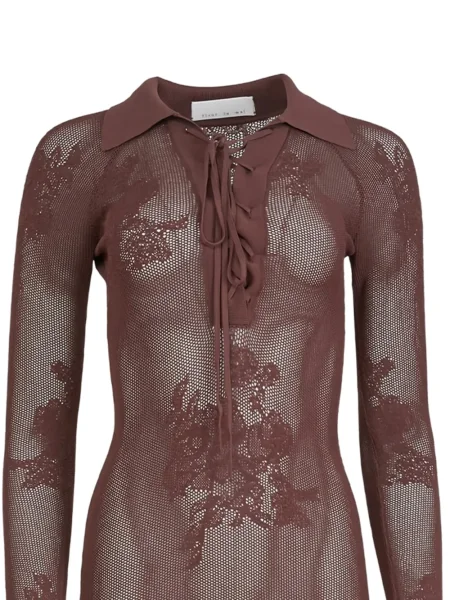 Rochie maxi Fleur Du Mal din dantelă de costum maro