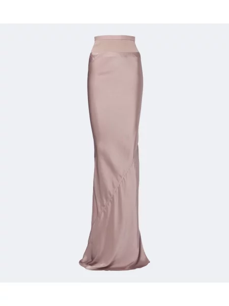 Fusta maxi Rick Owens din satin roz
