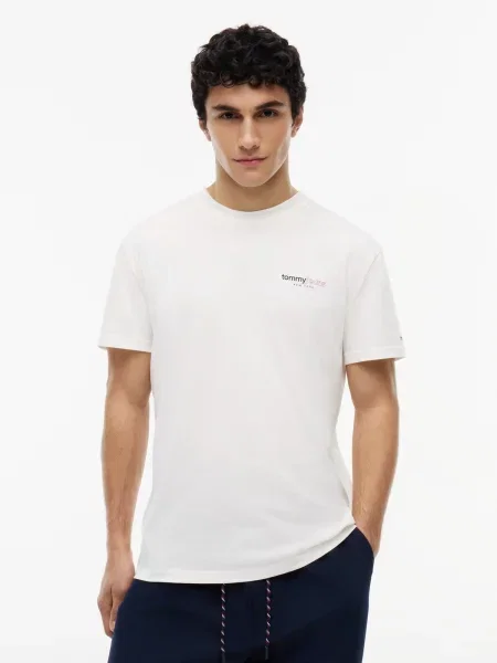 Tommy Jeans Majica mornarska / češnjevo rdeča bela