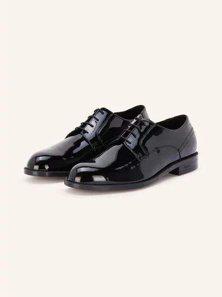 Lakované šněrovací polobotky Boss černé