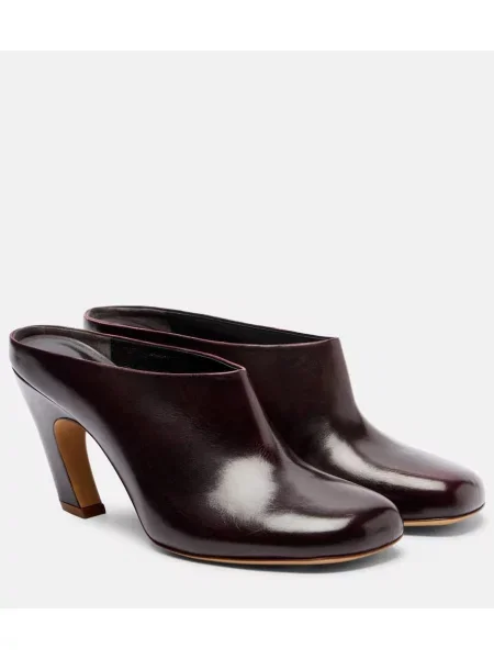 Papuci tip mules Le Monde Beryl din piele bordo