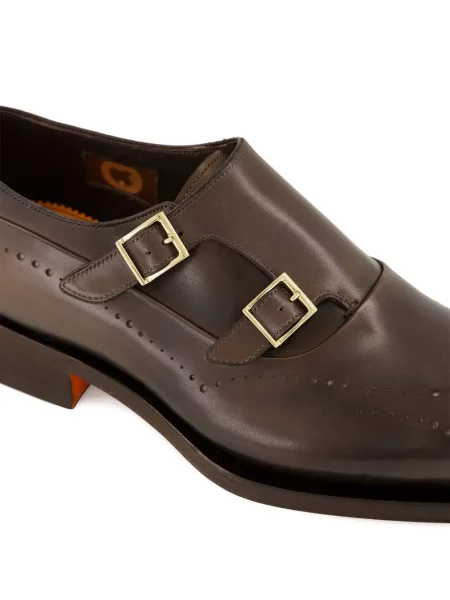 Pantofi monk Santoni cu cataramă maro
