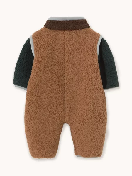 Tinycottons kombinezon za bebe s flisom COLOR BLOCK SHERPA ONE-PIECE smeđa