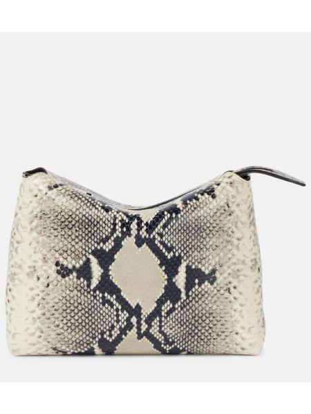 Usnjena crossbody torbica Khaite s kačjim vzorcem