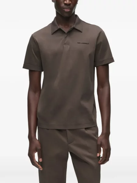 Tricou polo Karl Lagerfeld cu autograf maro