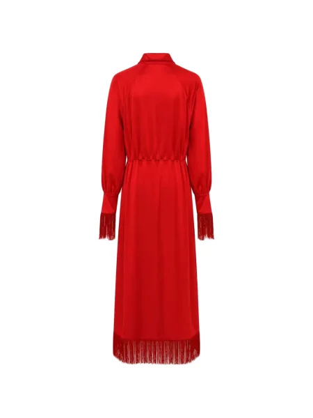 Rochie midi Rowen Rose cu franjuri roșu