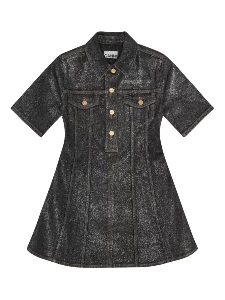 Rochie din denim Ganni de costum negru