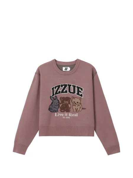 Pulover Izzue cu decolteu rotund roz