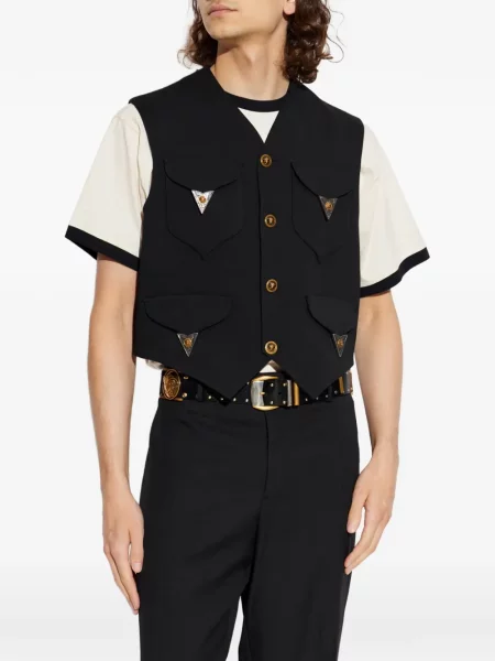 Μάλλινο γιλέκο Versace με απλικέ μαύρο