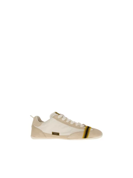 Sneakersy Fendi skórzane z logo beżowe
