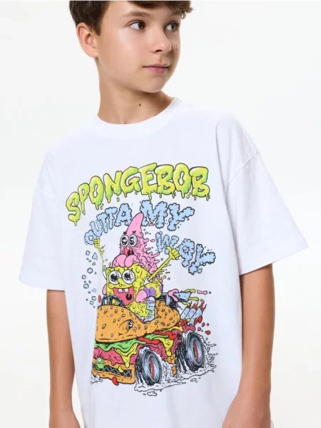 Sinsay tričko SpongeBob bílá