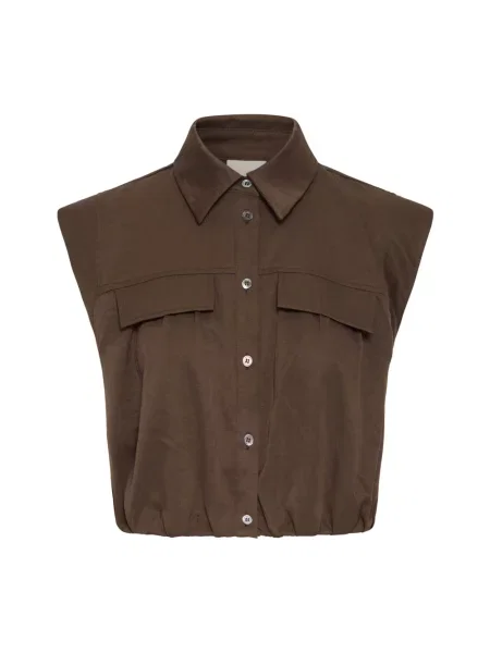 Top Ichi koronkowy brązowy