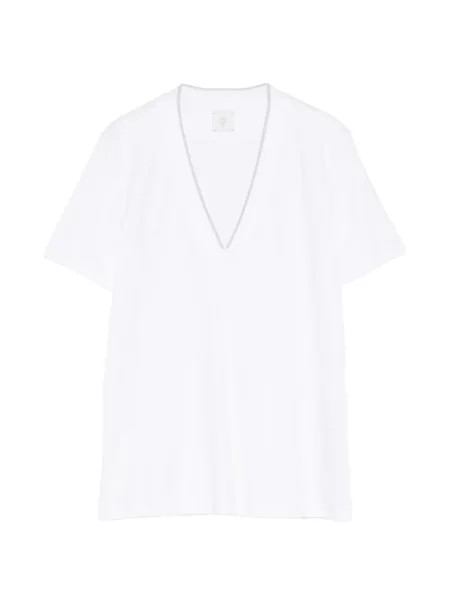 Koszulka Eleventy z dekoltem w serek biała