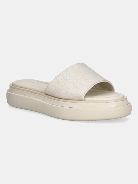Klapki Calvin Klein beżowe
