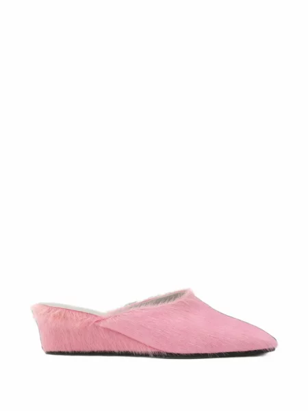 Papuci tip mules Bimba Y Lola cu pană cu blană roz