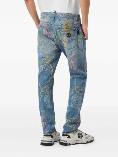 Blugi Philipp Plein cu imagine albastru