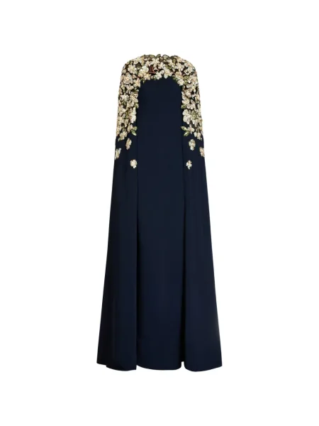 Rochie Oscar De La Renta cu paiete cu model floral albastru