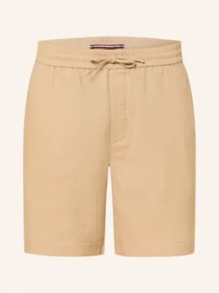 Tommy Hilfiger Lněné Šortky Dover Regular Fit béžová