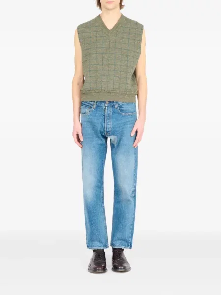 Vestă Maison Margiela în carouri cu decolteu în V verde