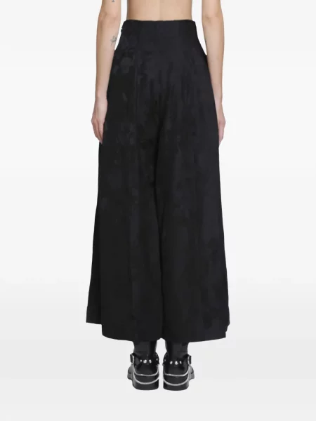 Pantaloni Ya Yi cu model floral din jacard negru