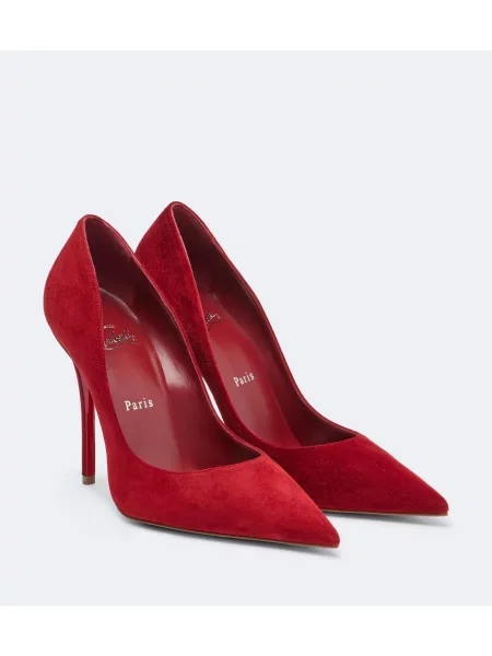 Pantofi cu toc Christian Louboutin din piele de căprioară roșu