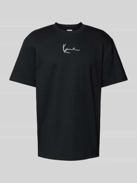 T-shirt z Wyhaftowane logo i Okrągły dekolt Karl Kani czarna