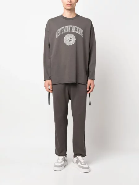 Drapovaná mikina White Mountaineering s potiskem na ramínka bílá