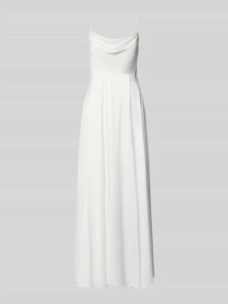 Sukienka wieczorowa z wiązaniem z tyłu i lejącym dekoltem V.m. biała