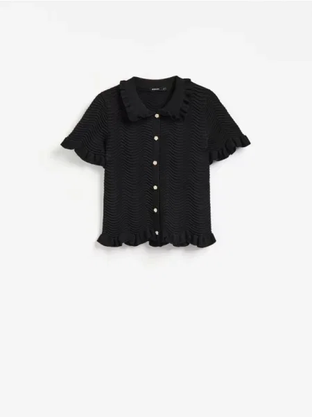 Reserved Bluză uni cu negru