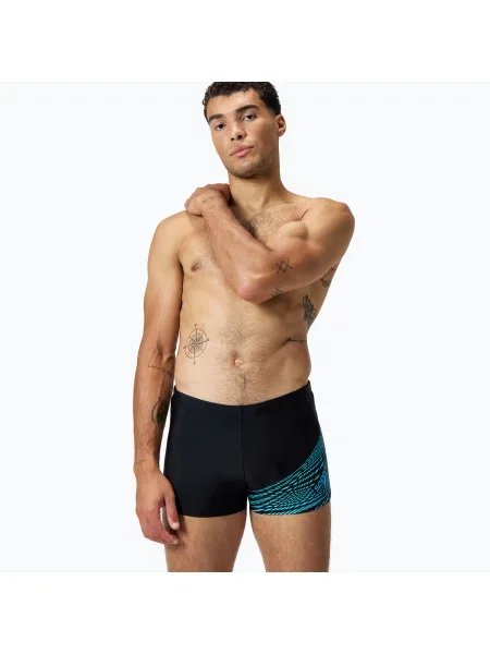 Boxeri de înot pentru bărbați Speedo Medley Logo Aquashort black/picton blue negru